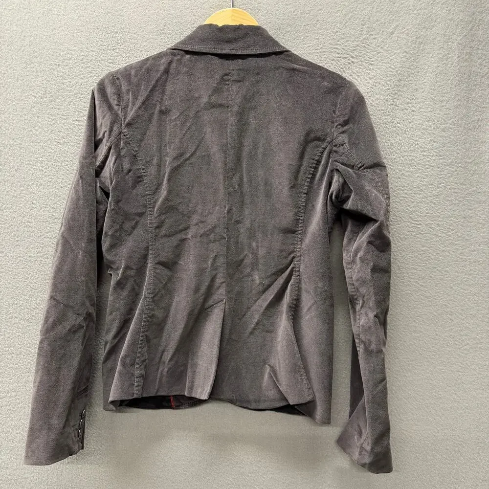 Eddie Bauer Blazer Womens 4 Gray Velvet Jacket‎ 2 Button Classic + Pockets